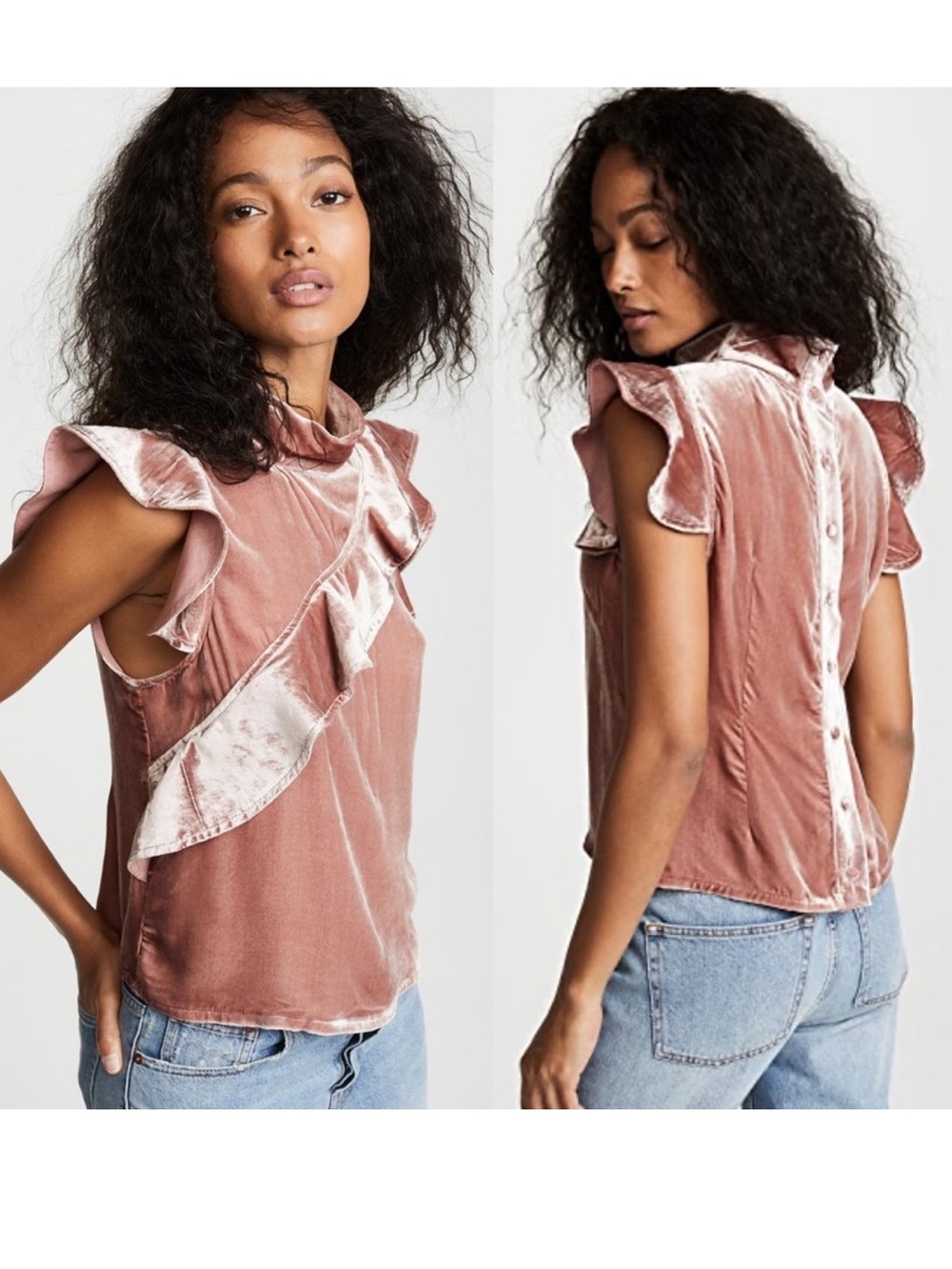 McGuire Sorbonne Top Shirt Pink Velvet Silk Blend Button Back Made in USA Small